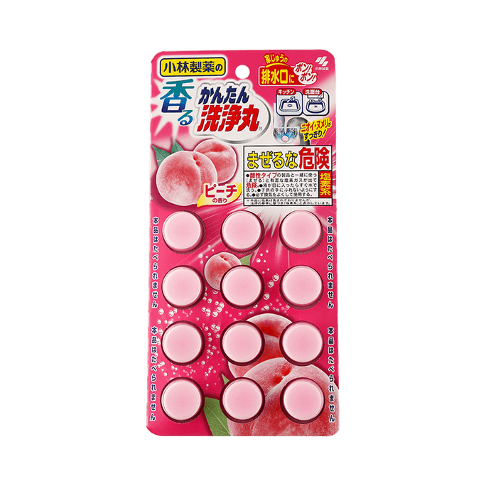 KOBAYASHI Bathroom Kitchen Drain Cleaner Pills Peach 12 capsules