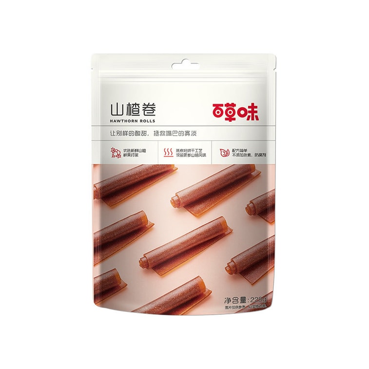 Hawthorn Roll 228g. Old-school fruit leather, Beijing style. Smooth, sweet & tangy. No additives. Nostalgic snack for office or TV time. 8