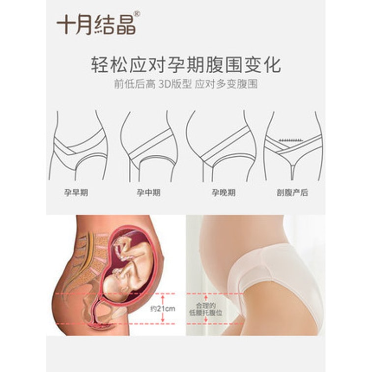 【中国直邮】 十月结晶 孕妇内裤纯棉夏季初期孕中、晚期 低腰薄款裤 XXL4条装 颜色混合发 4