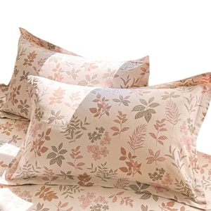 High Density Household Pure Cotton Printed Twill Wide Edge Pillowcase Locke Manor Red One Pair