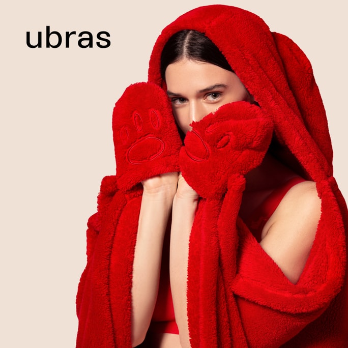 [중국에서 온 다이렉트 메일] Ubras Home Clothes Zodiac Year Rabbit Cloud Velvet Hooded Home Cloak-Xiyue Red-M