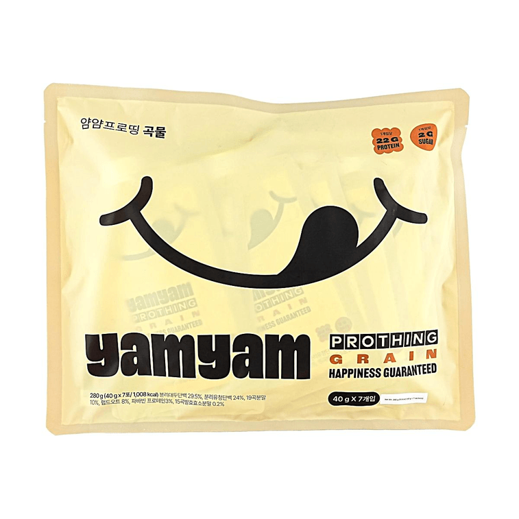 韓國YAMYAM 脆脆蛋白奶昔 蛋白粉 穀物原味 高蛋白飽腹代餐 7袋*40g【每袋含蛋白質22g】 3