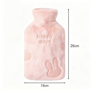 Natural Rubber Hot Water Bottle 1‑Pack (1700ml), With Embroidered Plush Cover, Explosion‑Proof Hand Warmer, For Women’s Belly Heat Therapy & Bed Warming, National Standard Quality