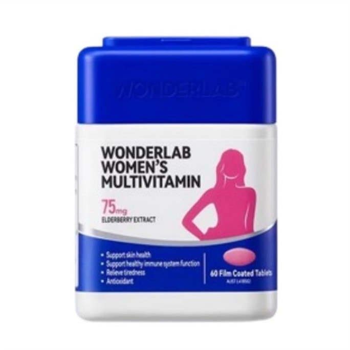 [중국에서 직접 우편 발송] WONDERLAB 여성용 종합 비타민 복합제 비타민 B d3VC 여성용 철분 및 칼슘 보충 건강 제품 신진대사 개선 60정/병