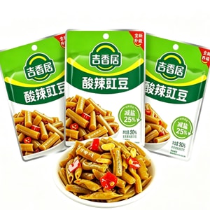 吉香居 豇豆酸辣豆角(经典酸辣口味)3包刚刚好下饭零食小吃泡面必备80g*3