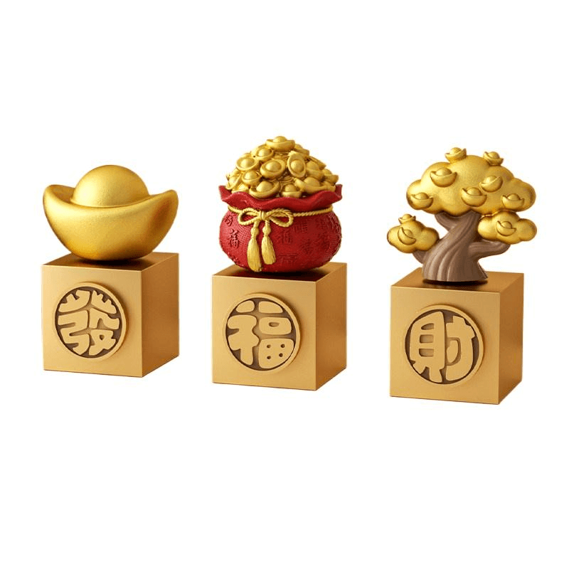 中国直送】三福縁起物セット 卓上置物（3個×1箱） - Yami