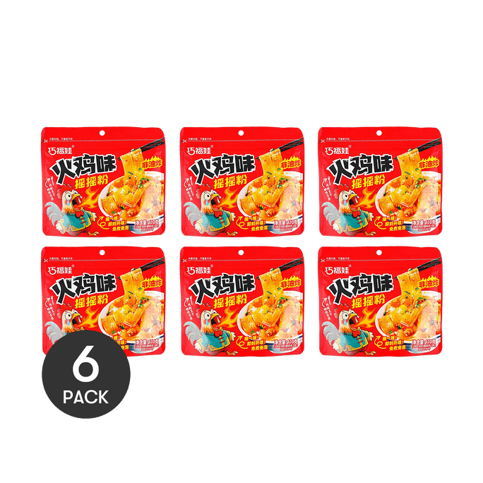 Shark Wide Potato Noodles ,Hot Chicken Flavor 3.88 oz *6【6 Packs】【 Yami Exclusive】
