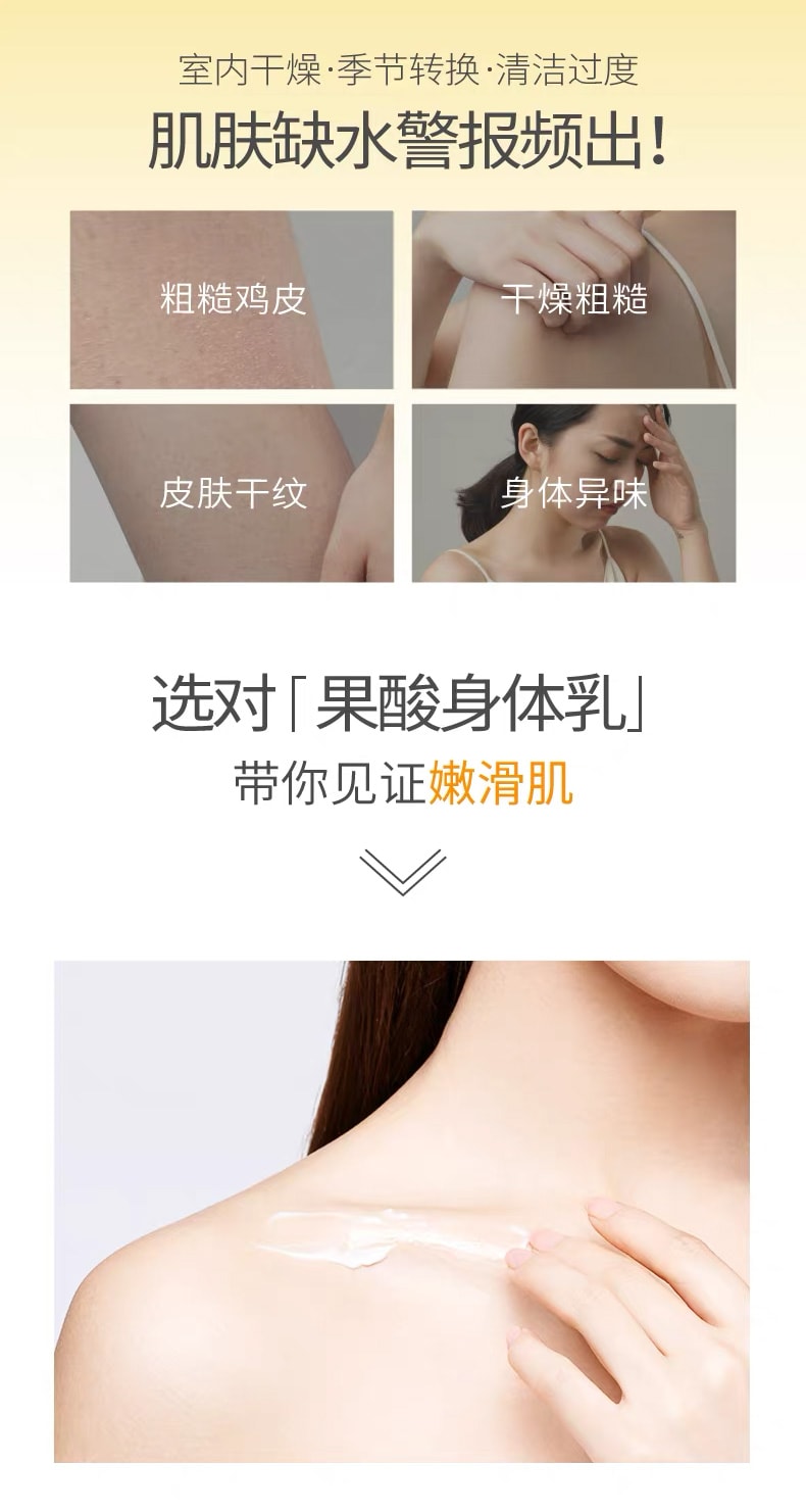 半亩花田 烟酰胺果酸身体乳 全身嫩滑肌肤润肤乳 250ml 【三维立体补水 一抹滋润保湿滋润 改善粗糙】