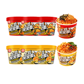 Mashed potato noodles seaweed turkey noodles & cumin spicy flavor 80g*3+90g*3 instant instant noodles for instant break