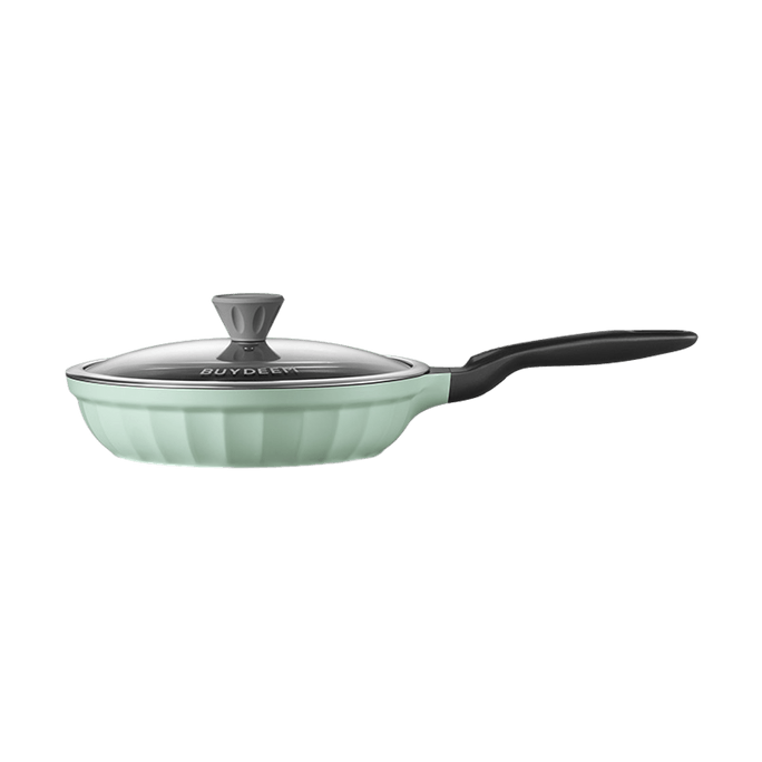 Cast Aluminum Frying Pan with Glass Lid Green 10"