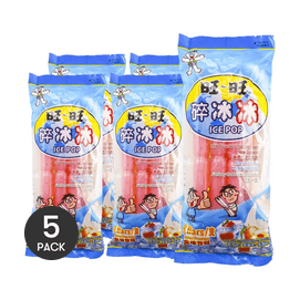 旺旺 碎冰冰 棒冰 可吸冰淇淋 草莓蜜桃乳酸味 8支入 624ml *5【5份超值装】【怀旧零食】【常温冷冻两种吃法】