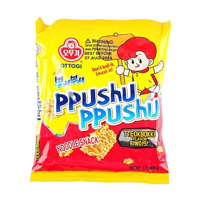 【TWICE娜琏推荐】韩国OTTOGI / OTOKI不倒翁 PPUSHU PPUSHU 干脆面 辣炒年糕味 90g