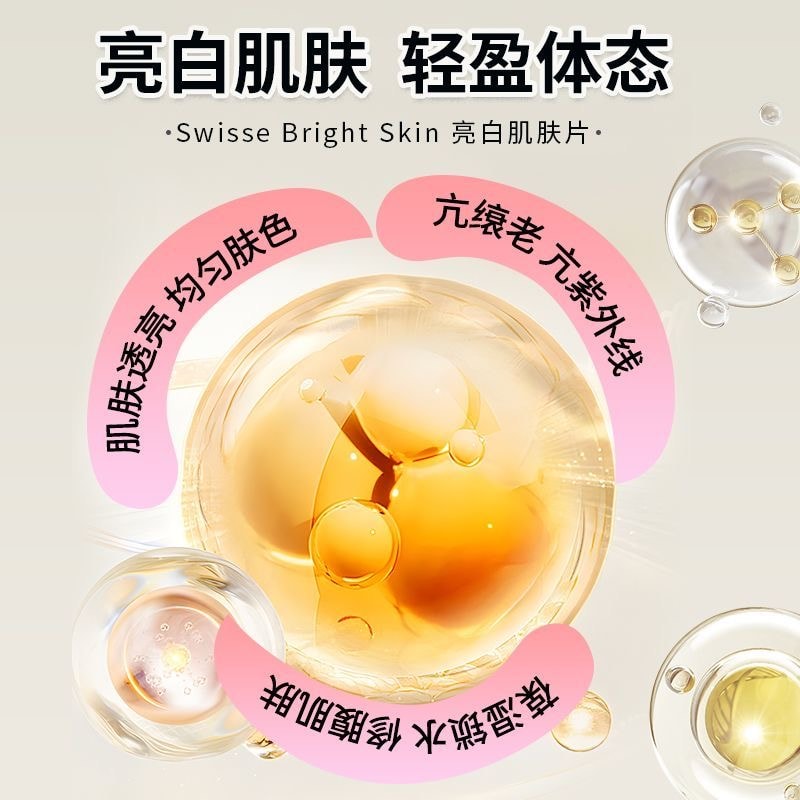 【香港直邮】 澳大利亚 Swisse 虾青素谷胱甘肽曜光瓶全身焕光淡化黑色素美白丸60粒