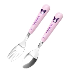Sanrio Children's Spoon Set Stainless Steel Ceramic Spoon Fruit Fork Rice Spoon Food Grade -Kuromi 1 Set