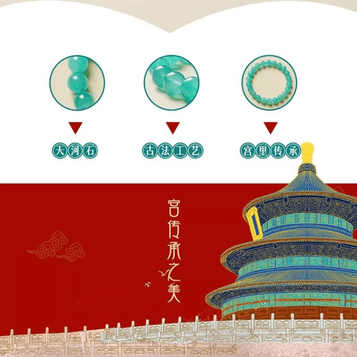 【中国直邮】 故宫文创 宫里上新 水晶手串天然天河石手链绝美蓝色串珠  柔蓝 6mm 3