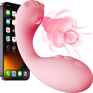 JuzPlay 新年＆バレンタインデー限定クリアランスセール | 愛らしいモンスター第2世代吸引バイブレーションエッグ - アプリ同期吸引バイブレーション - 女性用大人のおもちゃ、インスタントオーガズム覚醒ツール - ピンク