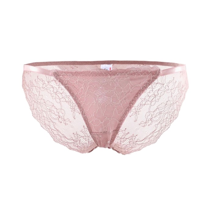 Real Silk Low-Waisted Comfortable Ventilate Ladies ′Panties Sexy Lace Briefs NZF6B204# Rose Pink M