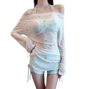 2026 new split-style swimsuit for women, beach vacation, YD9722, high-end long-sleeved sunscreen three-piece set, sexy and pure desire L [recommended for 47.5-52.5 kg], one set