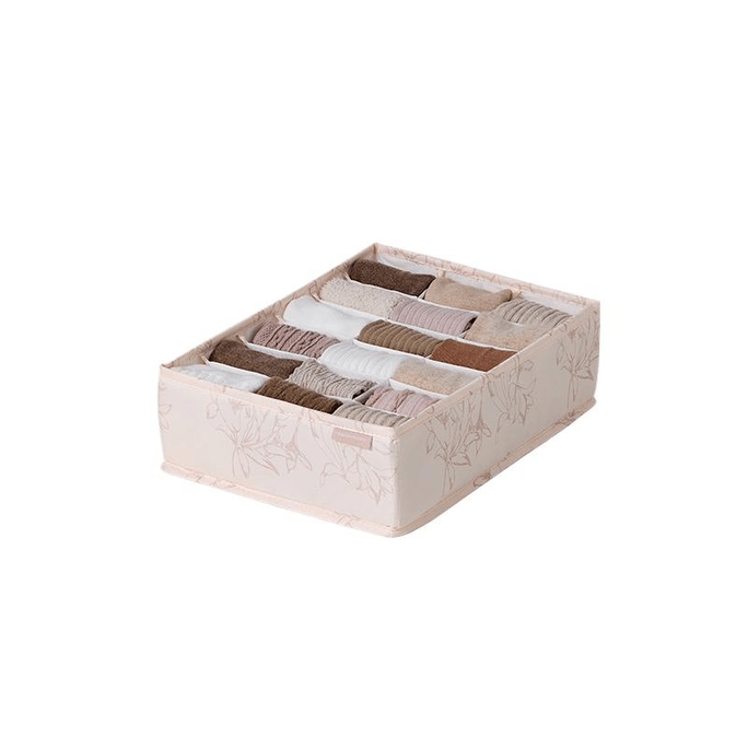 【中国直邮】 里序 内衣袜子内裤收纳折叠分隔收纳盒18格款百合粉34*12*10cm*1件