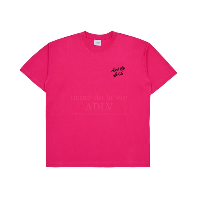 ADLV【加拿大/韩国直邮】23夏季新款  植绒LOGO印花短袖 显白火龙果粉色 2