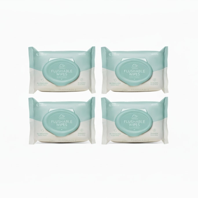 나이스 범 4팩 콤보 - 42팩 물에 녹는 화장지, 식물성, EDI 순수, 막힘 방지, 생분해성