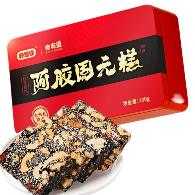 好想你 東阿阿膠原原產 古法紅棗核桃阿膠固元膏 含骨膠原蛋白勝肽 即食手工阿膠糕滋補禮盒 180克
