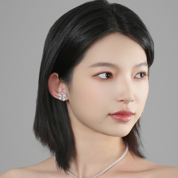 Fancy Jasmine 轻奢甜美不对称蝴蝶结耳钉 925银针 甜系耳钉 轻奢甜美风 约会必备小心机 1对 3