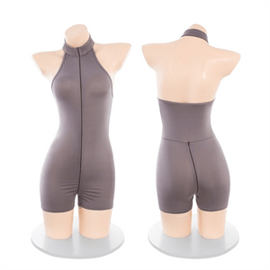 Double-head invisible zipper sports open crotch jumpsuit sexy lingerie sexy exposed chest free 1 piece