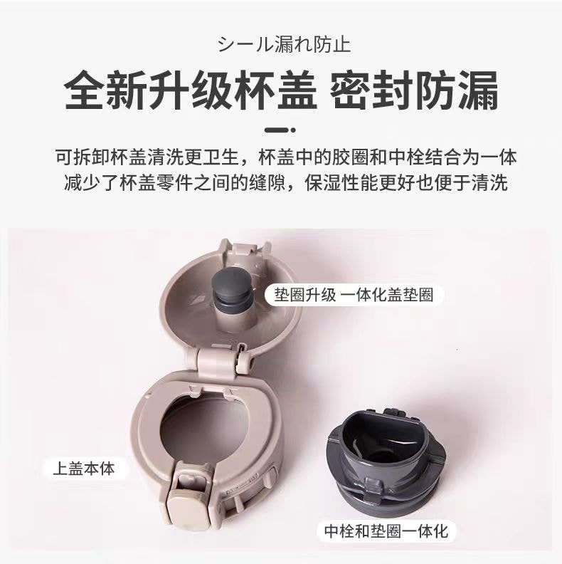 Stainless Steel Thermos Cup, Travel Portable Ultra-light, One-button Lid Matte White 360ML