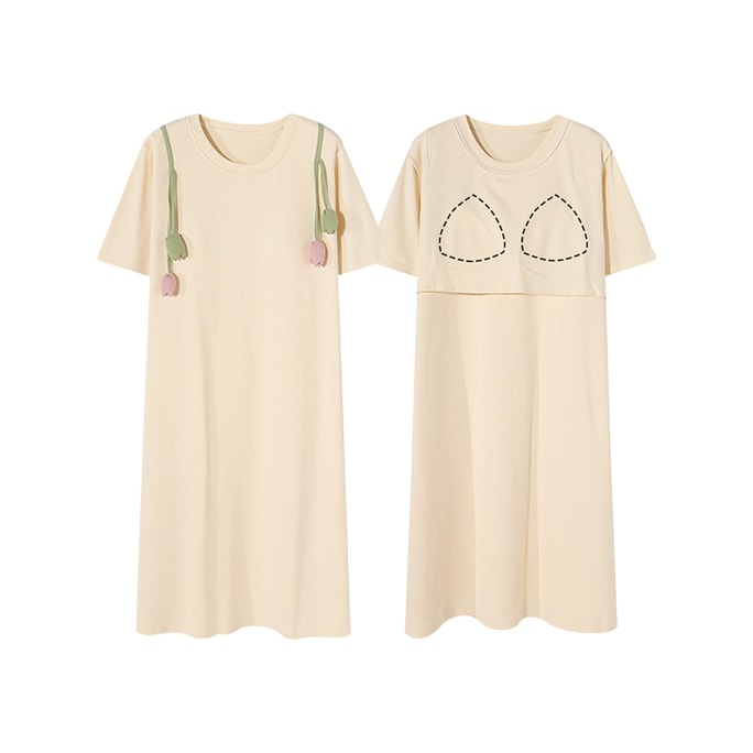 New Style With Chest Cushion Loose And Thin Outer Sleepwear Home Wear Apricot M