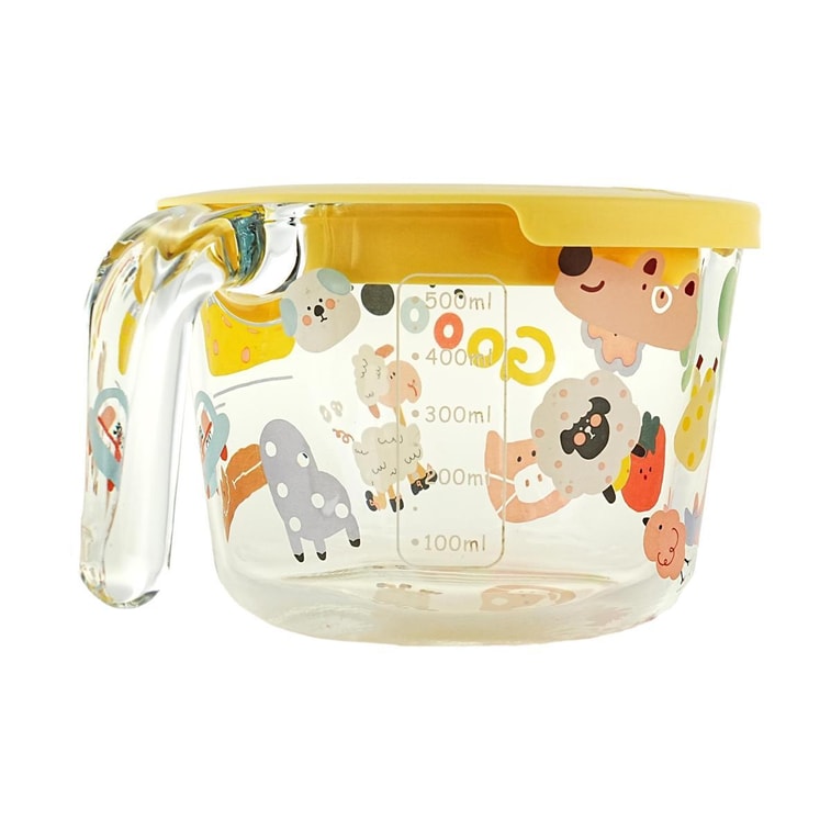 Tasse de petit-déjeuner avec couvercle et tasse à mesurer en verre graduée, tasse à lait colorée pour fête, 500 ml 5