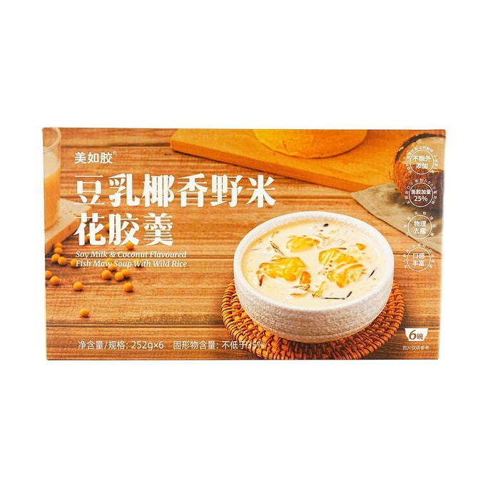 美如胶 豆乳野米花胶羹 252g*6【口感细腻软糯 肉眼可见的大花胶!!】