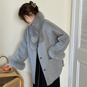 Fox Fur Double-Sided Coat Beige Coat S