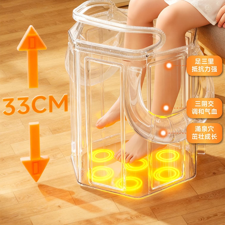 【中国直邮】 HSPM 儿童专用新款恒温折叠泡脚桶母婴家用舒适提手pvc洗脚足浴盆 1件 6