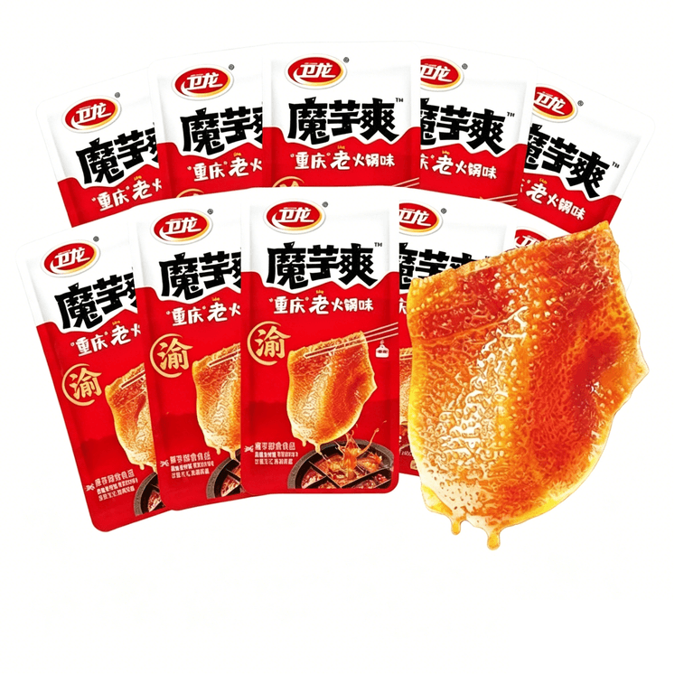 卫龙 魔芋爽 素毛肚 10g*10包 辣条 辣片 解馋零食 魔芋干【重庆老火锅味 】 12