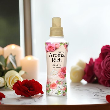 日本LION狮王 Soflan Aroma Rich 衣物香水柔顺剂 防静电抗皱除菌花香留香持久 #Diana高雅玫瑰香 480ml
