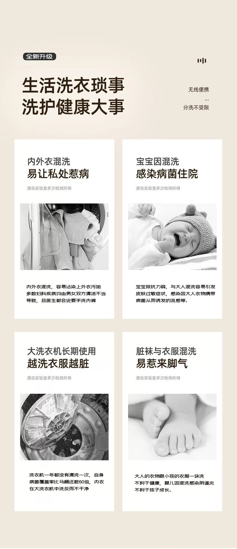  晶雅家 無線充電迷你洗衣機 內衣褲襪子專屬 免手洗 學生宿舍限電適配 租屋便攜小型清洗機 綠色 一台裝