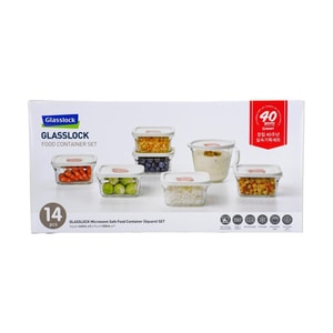 14-Piece Borosilicate Glass Food Containers 7 Containers 7 Lids Airtight Microwave Safe