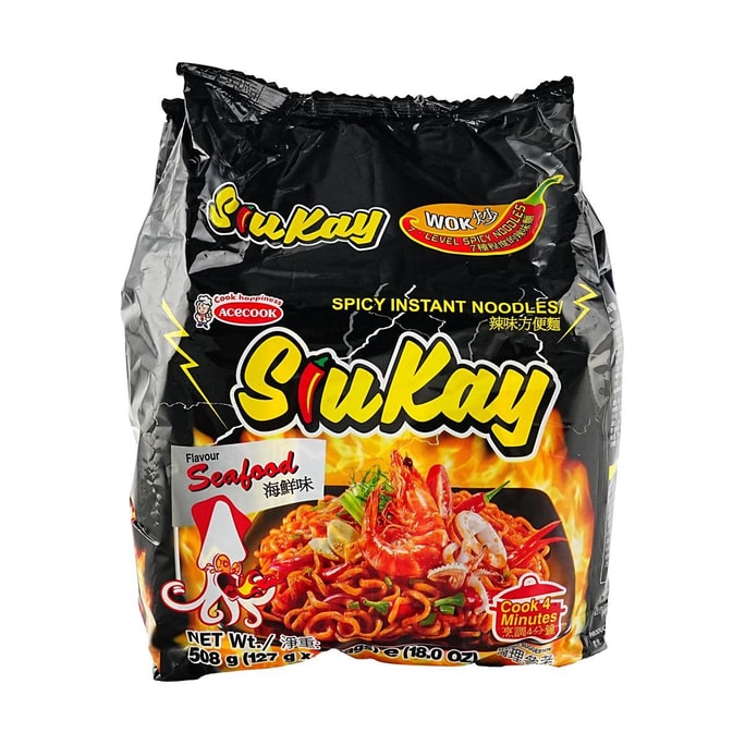 ACECOOK SiuKay Seafood Flavor Instant Noodles, 4.48 oz