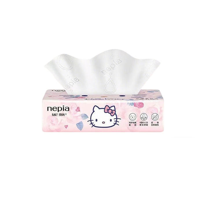 ネピア ピンクキティ ソフトティッシュ（日本）🧴 クリーミーな保湿力で超ソフト！赤ちゃんにも安心のケア👶 敏感肌の救世主、鼻アレルギーに必須。保湿成分たっぷり。4枚入り