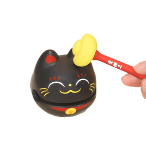 Baby Story Small Wooden Fish Decompression Cure Office Desktop Decoration Black Fortune Cat 1