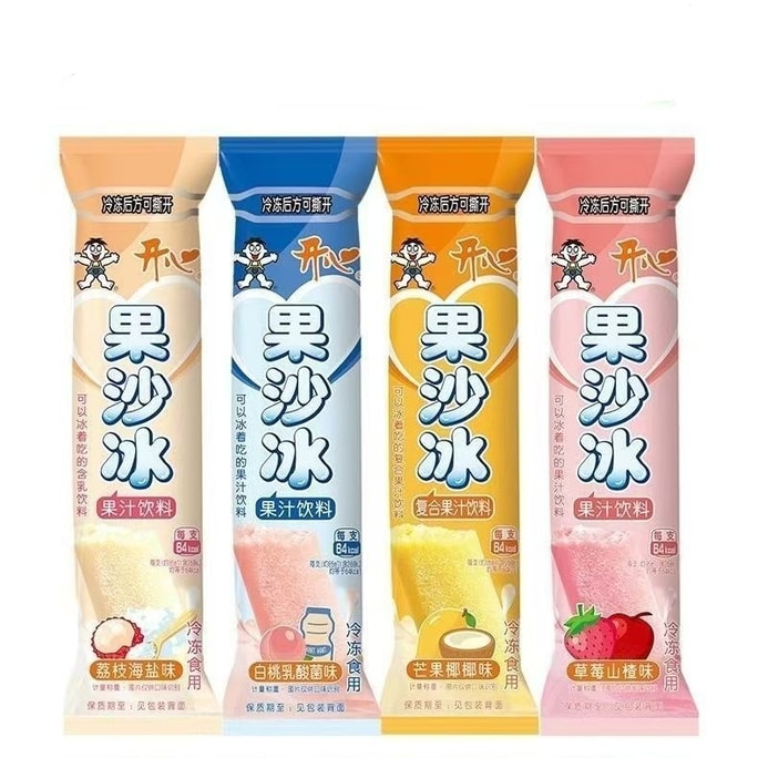 Guosha Bing Fruit Juice Drink Can Be Drunk Directly Or Frozen To Eat Like Snow Ice Cream Popsicles, Summer Cold Drink 85ml*4 Sticks, Mixed Flavors [better When Frozen]