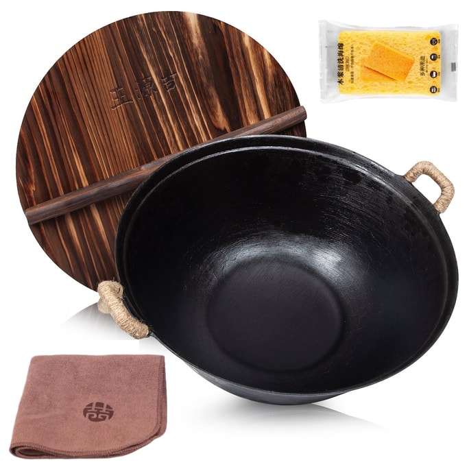 WANGYUANJI Cast Iron Serving Pot + Iron Shovel Dutch Oven With Dual Handles For All Stoves 38CM