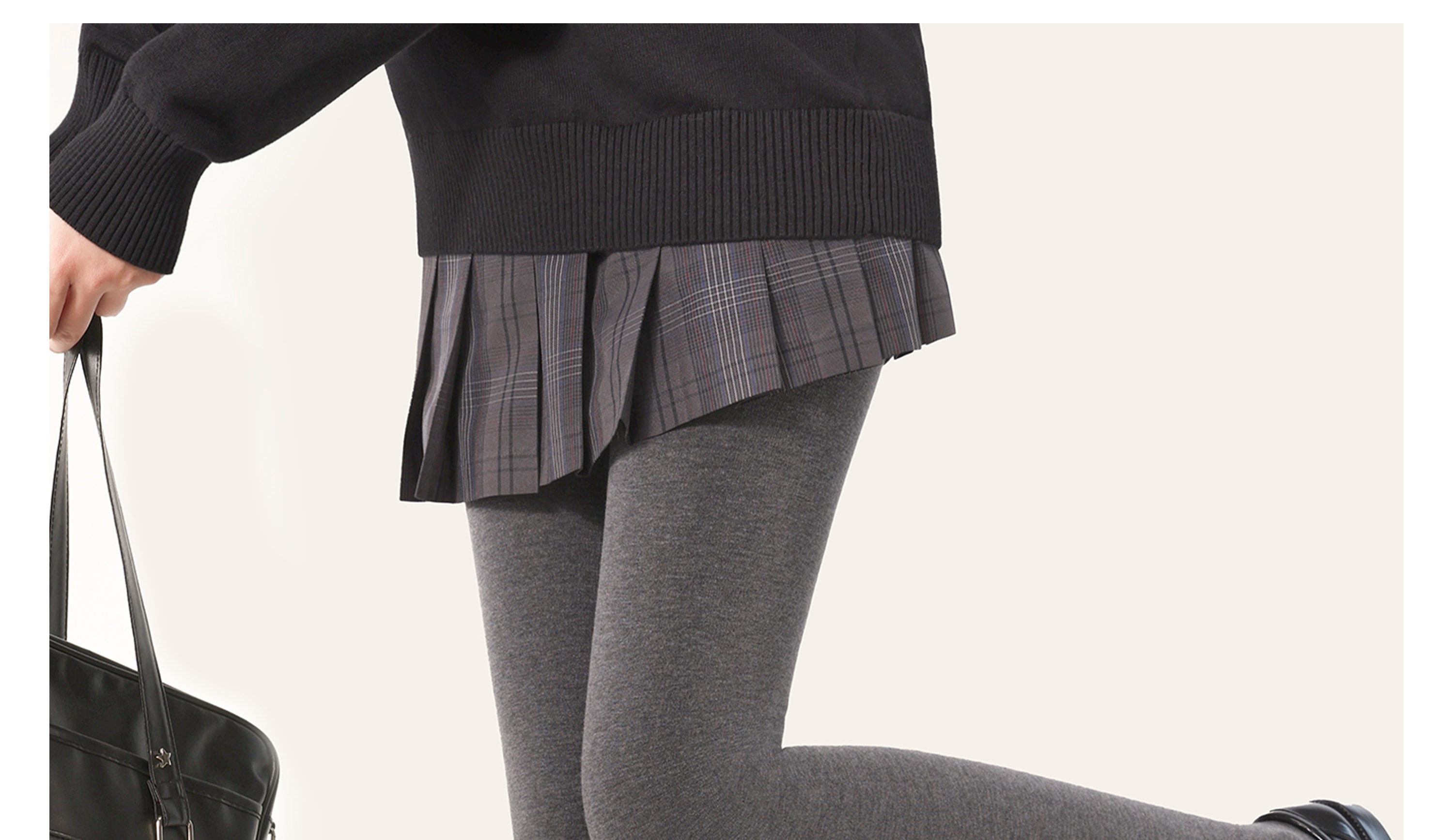 【中國直郵】 爪哇島 蝴蝶結褲襪 加絨保暖 灰色 1條裝