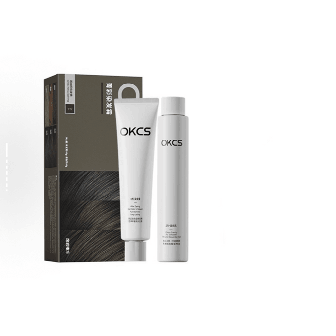 OKCS 헤어 염색제, 남성 및 여성용 식물성 순수 홍차 염색제, 아마색, 갈색, 80g/박스