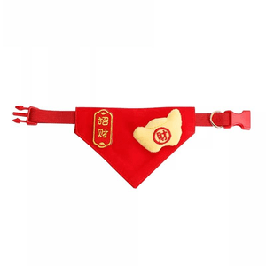 [中国から直送] ペットタイム 新年お祭りペット用三角スカーフ 犬猫用スカーフ よだれかけ 春節飾り 幸運のピース サイズM (11-30ポンド、25-45cm) * 1枚