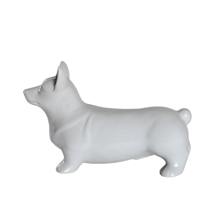  Petorama 站姿柯基陶瓷狗家居擺飾-亮灰色 3
