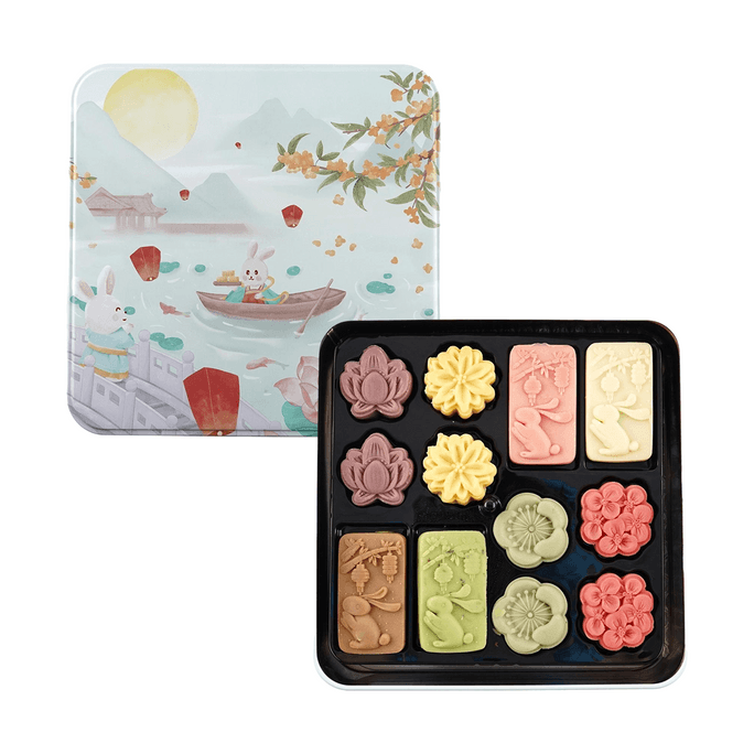 Yoshare Traditional Mid-Autumn Festival Mooncake Gift Box, 12pcs, 364g【Autumn Moon Flower Feast】