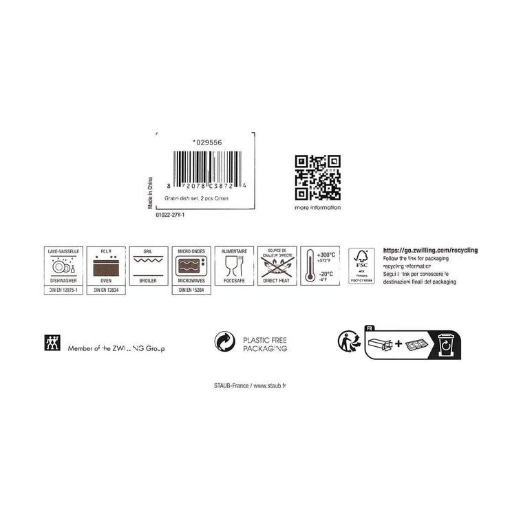  직사각형 베이킹 접시 세트 유자 2개 7.5 x 6" 및 10.5 x 7.5" 6