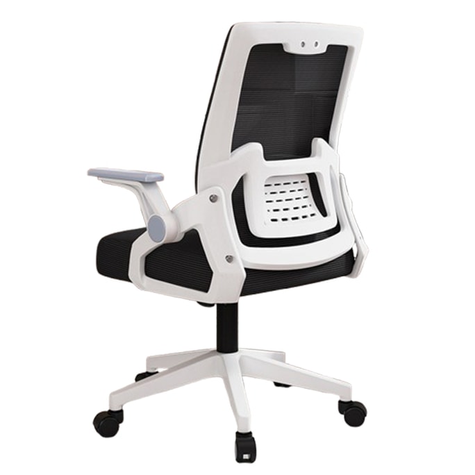 Ergonomic Chair Latex Model High Back Headrest 90-120° Flip-up Armrests Elastic Lumbar Support White-Black Color